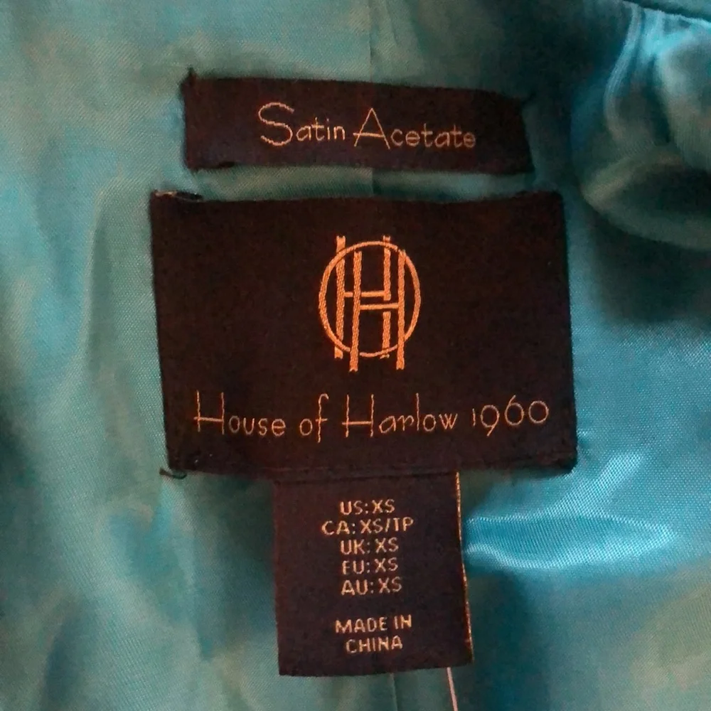 House of Harlow double breasted satin oversized aquamarine blazer size XS NWOT